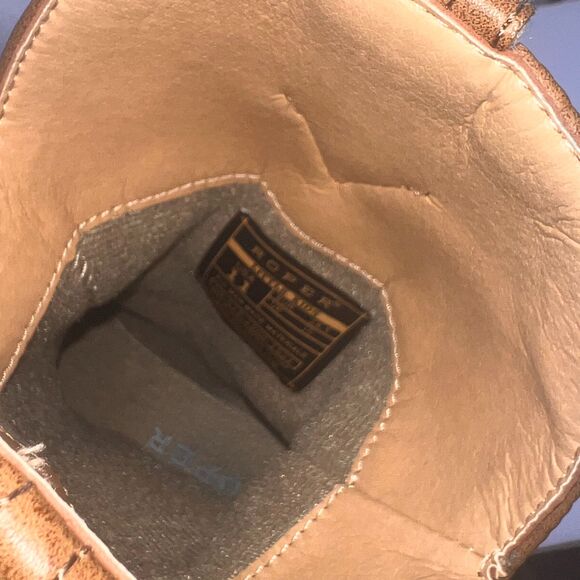 Roper Western Boots Boys Ostrich Faux Little Kids 11 Black/Tan - Picture 6 of 8